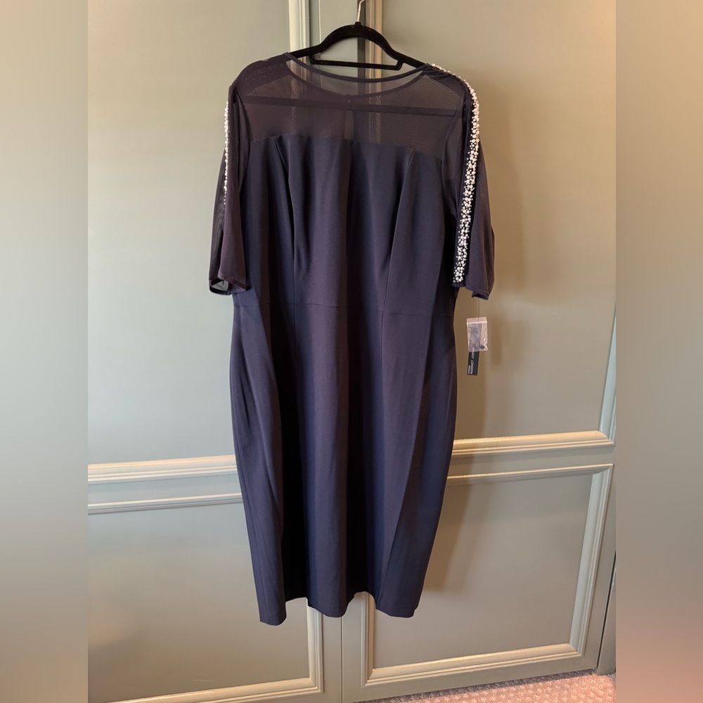 NWT Elegant Maggie London Navy Illusion Dress - Size 20W